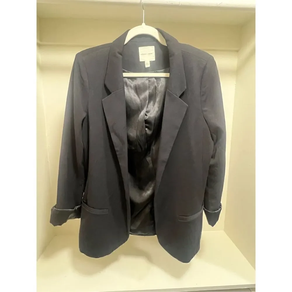 NORDSTROM Silence + Noise Black Blazer with Satin Detail Size Large